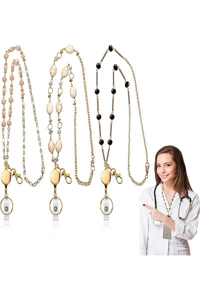 erorex Retractable Badge Reel Lanyard For Id Holder Set 3 Pieces Necklace Name Badge Holder Lanyard