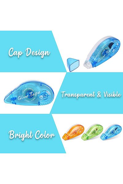 erorex Double Sided Adhesive Scrapbook Runner Tape Roller Random Color Permanent Adhesive Dots Roller