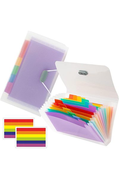 erorex Small File Organizer 2 Pack 13 Pockets A6 Mini Expanding File Folders Portable Hand Held File