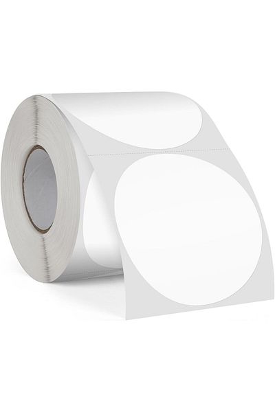 erorex White Thermal Labels 3 Inch Vinyl Round Self Adhesive Stickers Waterproof Circle Printer Decals For