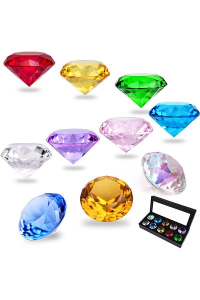 erorex 40Mm 1.5 In Crystal Diamond Jewels Paperweight Table Decoration Party Favors Gift Glass Paperweight