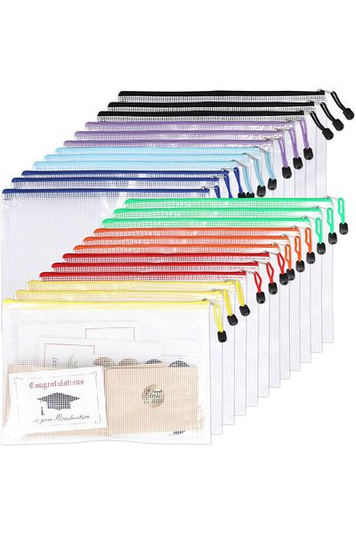 erorex Waterproof Mesh Document Bag With Zipper Different Colors For Travel Storage School Office Supplies