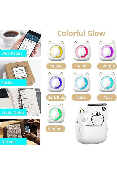 erorex Label Printer Portable Labels Thermal Printer Pocket Thermal Printer With 13 Rolls Paper Photo