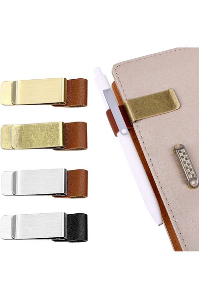 erorex Pen Loop Holder 4Pcs Pu Leather Retro Notebook Pen Holder Pen Loop With Clips For Journal Notebook