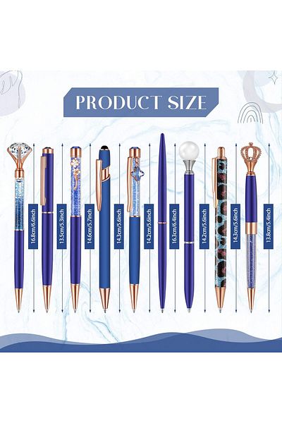erorex 9 Pcs Ballpoint Pens Set Metal Crystal Diamond Glitter Pens For Journaling Black Ink Pretty Things