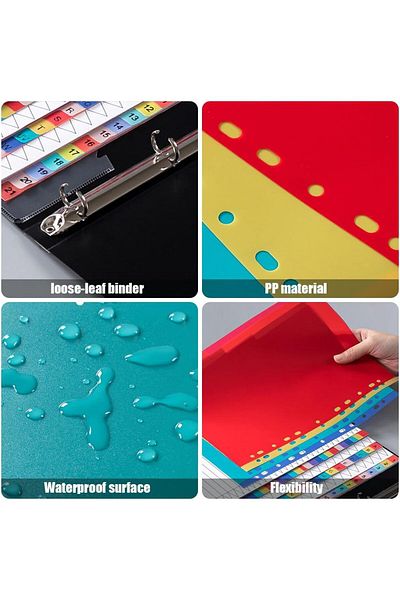 erorex 2 Pack File Dividers A4 21 Part Binder Dividers Folder Dividers Colored Subject Dividers Plastic