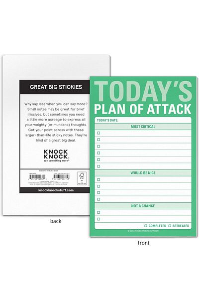 erorex 1 Count Plan Of Attack Sticky Notes Great Big Sticky Notes And Daily To Do List Note Pads 4 X 6