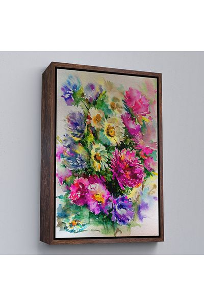 Harita Sepeti Pictură murală cu flori colorate cu cadru alb