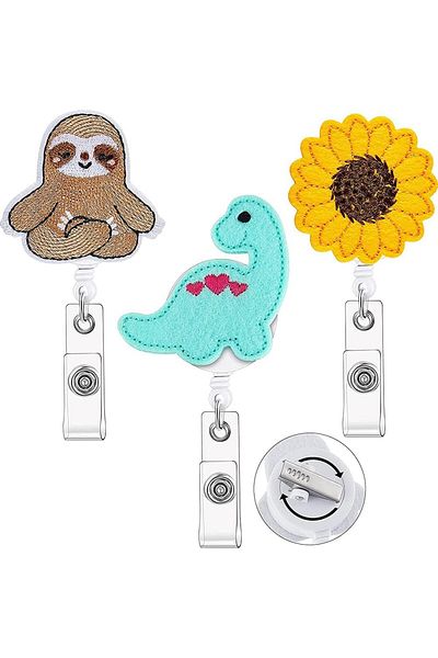 erorex 3 Pcs Felt Nurse Badge Reel Retractable Badge Holder Badge Reel Holder Nursing Name Id Card