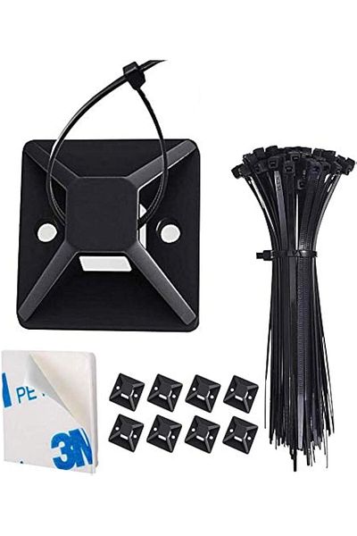erorex 50 Pack Zip Tie Adhesive Mounts Self Adhesive Cable Tie Base Holders With Multi Purpose Tie Wire