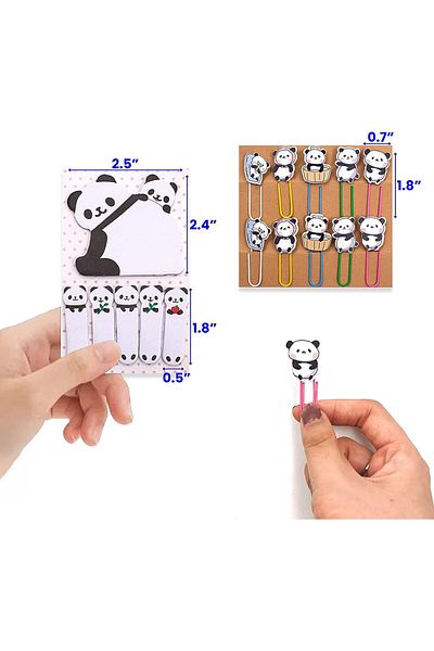 erorex 30Pcs Panda Paperclip Bookmarks 3 Set Panda Bookmark Clips With 1 Sheet Panda Sticky Notes Funny