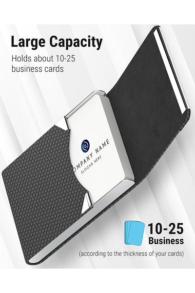 erorex Business Card Holder Pu Leather And Stainless Steel Business Card Case For Men Or Women Slim Name