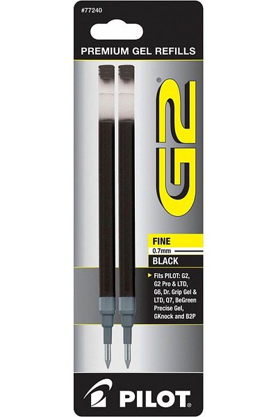 erorex G2 Gel Ink Refill 2 Pack For Rolling Ball Pens Fine Point Black Ink 77240
