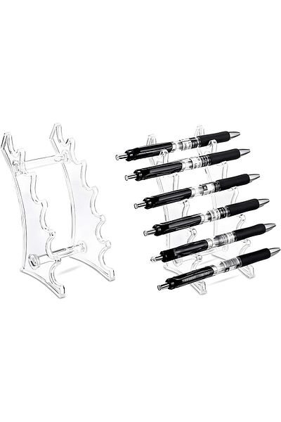 erorex Pen Holder Display Stand 2 Pcs Pen Display Stand 6 Slots Pencil Display Holder Clear Jewelry
