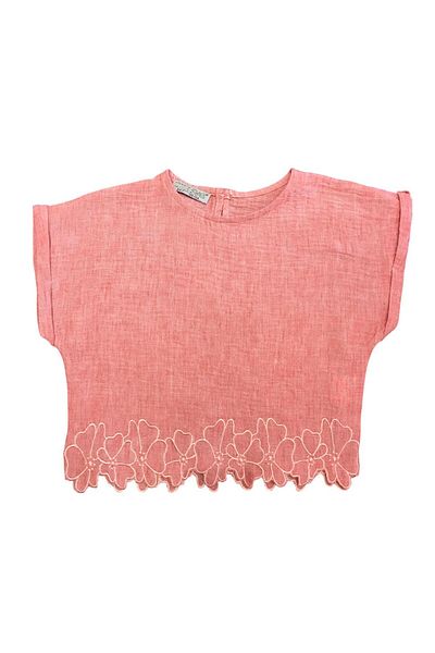 Little Star Girl's Floral Embroidered Linen Set