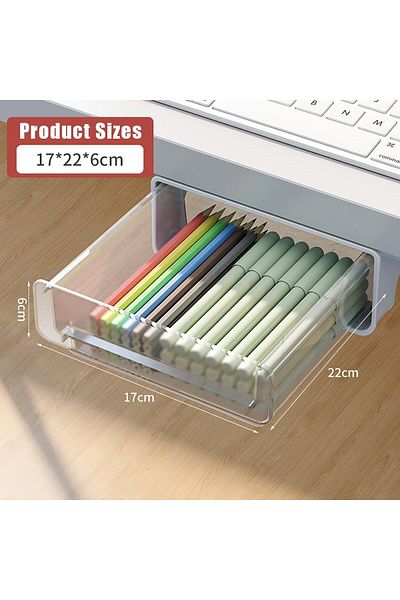 erorex Under Desk Drawer Storage Box Desk Storage Tool Large Capacity Office Storage Box Invisible Storage