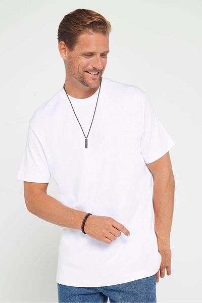 Tudors Unisex Relax Fit Άνετη κοπή 100% βαμβακερή μαλακή υφή Basic Crew λαιμόκοψη λευκό μπλουζάκι