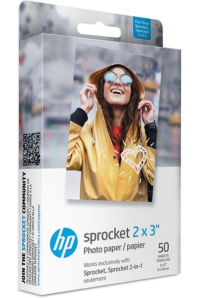 erorex Sprocket 2X3 Inch Premium Zink Sticky Back Photo Paper 50 Sheets Compatible With Sprocket Photo