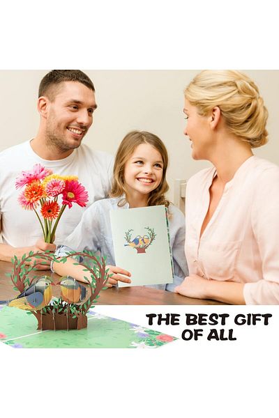 erorex 3D Pop Up Anniversary Cards Handmade Love Birds Pop Up Greeting Card Sweet Couple Finches Kissing