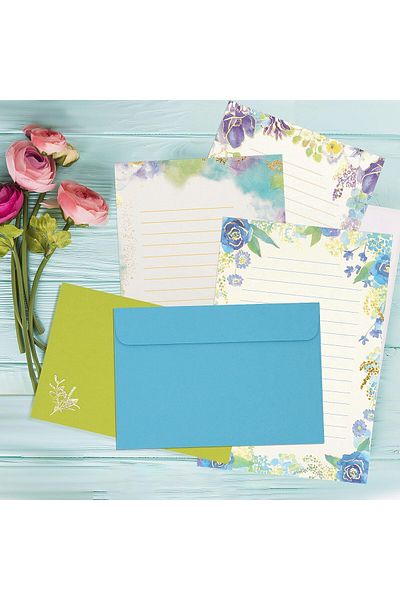 erorex Letter Paper Lined Stationery Pape Set 24 Gold Foil Stamping Letter Paper With 12 Envelopes Lined
