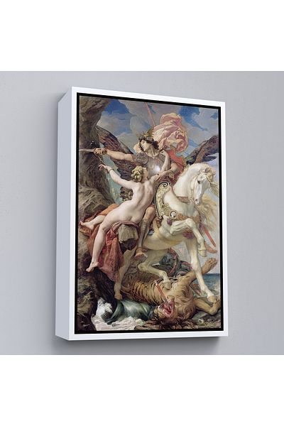 Harita Sepeti Pictură de perete Ruggiero și Angelica de Joseph Paul cu cadru alb