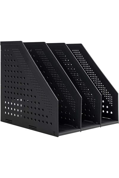 erorex Desktop File Magazine Folder Holder 3 Vertical Compartments Collapsible File Holder Bookends File
