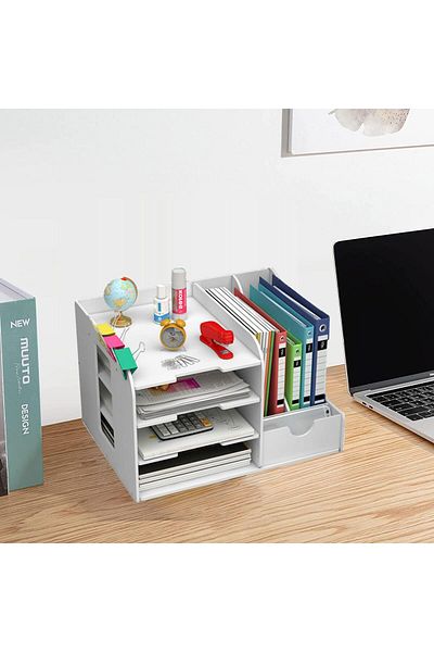 erorex 4 Tier White Desktop Organizer Desk Organizer All In One Desk Organizer And Accessories With