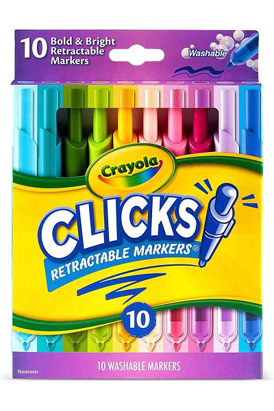 erorex Washable Clicks Retractable Markers Bold Bright Colors 10Ct