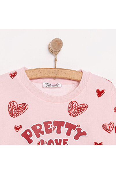 ebebek Hello Baby HelloBaby Kız Bebek Basic Az Şardonlu Kalp Desenli Sweatshirt Bisiklet Yaka Uzun Kol