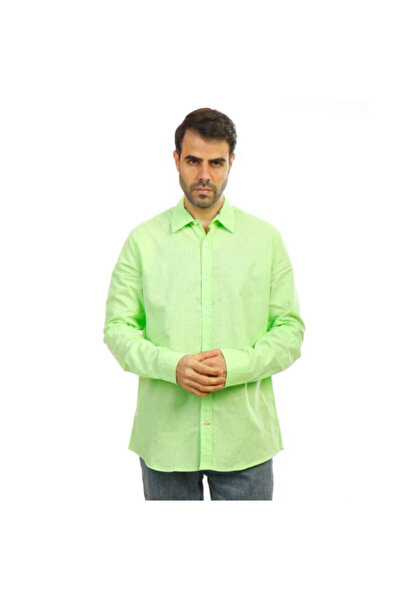 COUP Men Linen Shirt With Long Sleeves 1200343 M-green