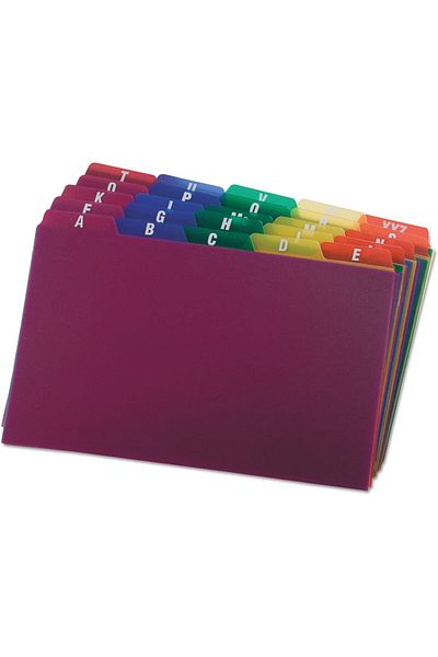 erorex Poly Index Card Guides Alphabetical Az Assorted Colors 5 Inch X 8 Inch Size 25 Guides Per Set 73155
