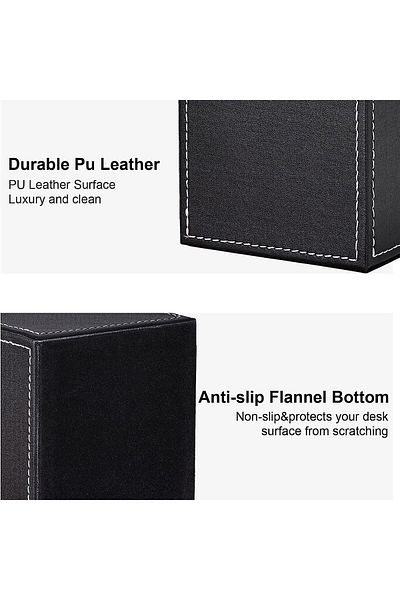 erorex Pu Leather Square Pen Holder Pencil Cups Desk Accessories Organizer Office Stationery Supplies