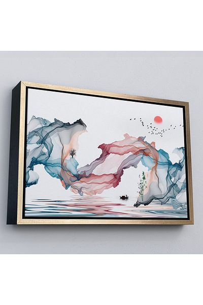 Harita Sepeti Pictură murală decorativă pe pânză cu cerneală abstractă în cadru auriu