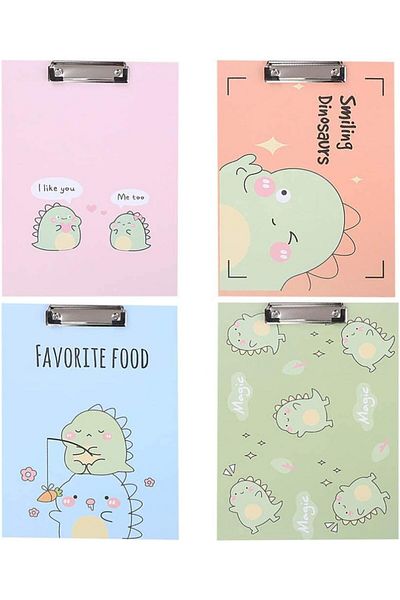 erorex 4Pcs A4 Office Clipboard Cartoon File Clip Hardboard Paper Holder Memo Folders Board Document