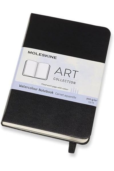erorex Art Watercolor Notebook Hard Cover Pocket 3.5 Inch X 5.5 Inch Plain Blank Black 60 Pages