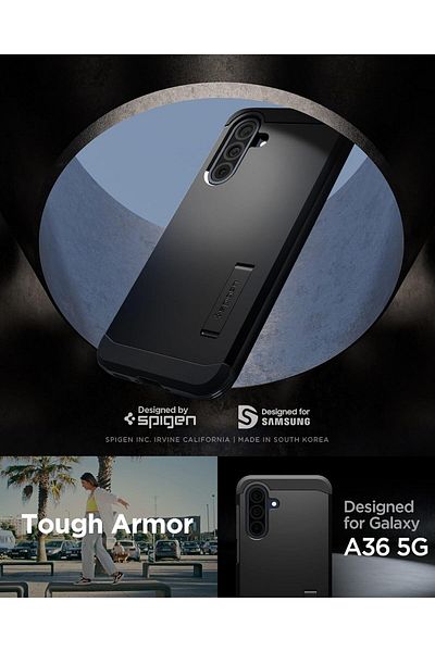 Spigen Tough Armor designed for Samsung Galaxy A36 5G cover (2025) with Extreme Impact Foam - Black
