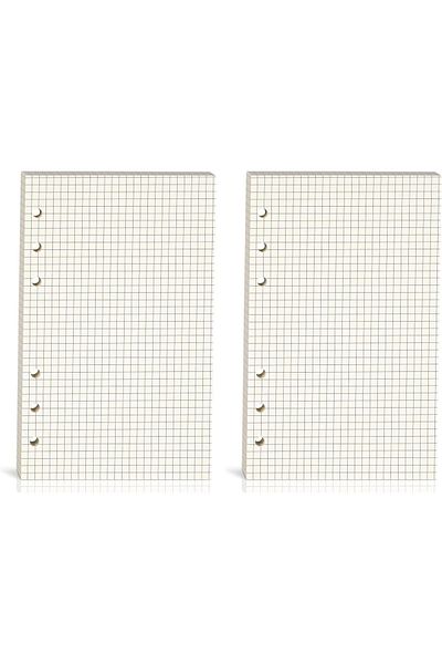 erorex 2Pcs A6 Grid Refill Paper A6 Graph Rule Paper Quad Rule Filler Paper 6 Hole Punched Loose Leaf