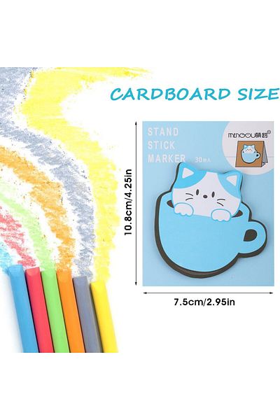 erorex 8 Pack Sticky Notes Cat Shape Note Cartoon Sticky Notes Pads Self Stick Memo Pads Students Home