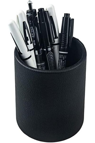 erorex Pen Pencil Holder Cup Container Pu Leather Desk Organizer Stand Decor Brush Scissor Holder