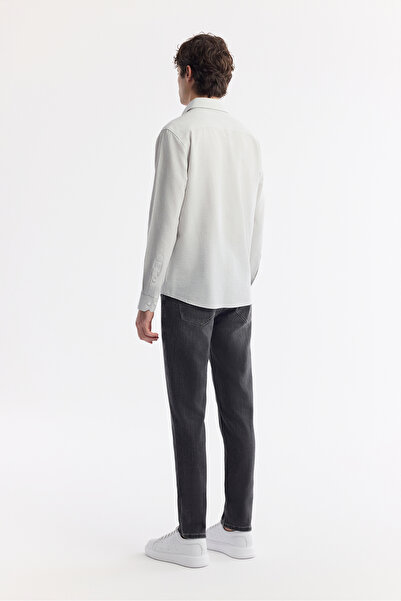 Avva Men's Gray Bottom Britli Collar Striped Seersucker Comfort Fit Shirt A51Y2028