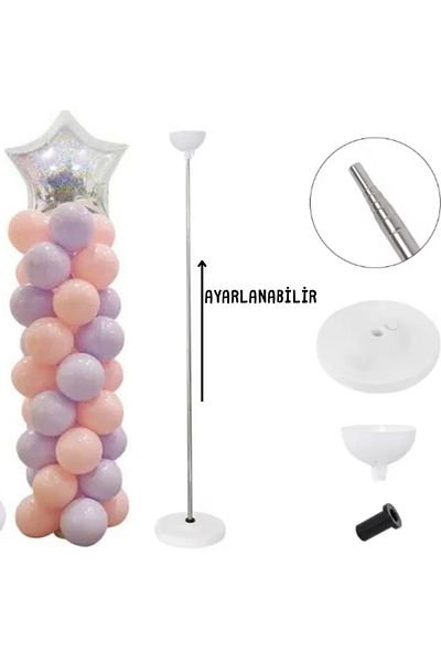 Balon marketi Adjustable Height Balloon Tower Stand with Metal Rod– 210 cm Durable & Stylish Design