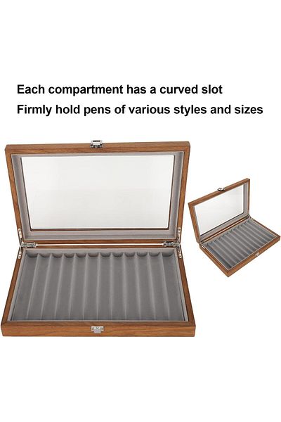 erorex Fountain Pen Display Case 12 Slot Pen Display Box Wood Display Case With Lid Pen Organizer Box Pen
