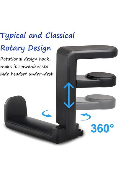 erorex Rotating Headphone Stand Pc Gaming Headset Stand Adjustable Clamp On Headphone Holder Headphone
