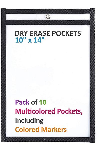 erorex Qiven Dry Erase Pockets Reusable Plastic Sleeves Waterproof Dry Erase Sheet Protectors Teaching