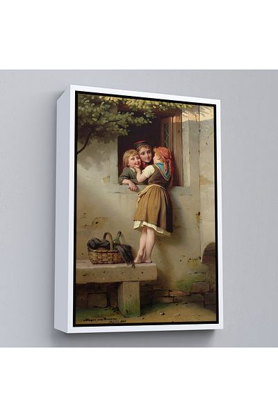 Harita Sepeti Tabloul copiilor care chat într-o fereastră cu cadru alb, Johann Georg Meyer von Bremen