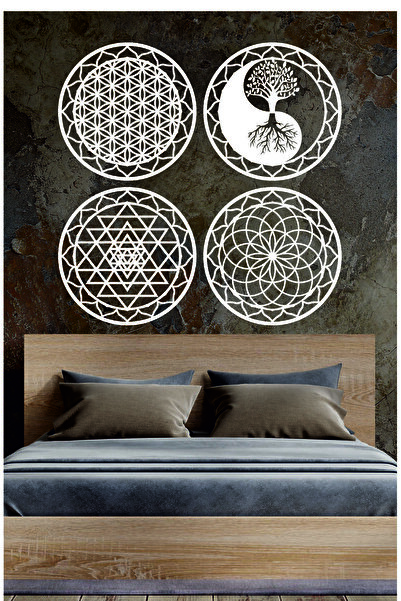 UNT 4 1ü Kutsal Geometri Seti ( Yaşam Çiçeği, Sri Yantra, Torus ve Yin Yang A...