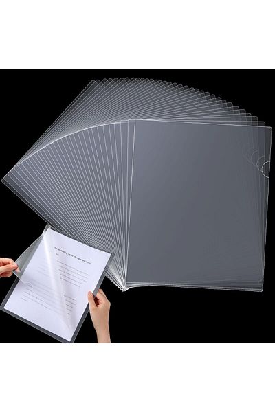 erorex Clear Document Folder L Type Transparent Project Sleeves Project Pockets Plastic Folders For Office