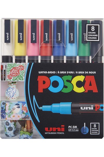 erorex Uni Paint Marker Pen Pc 3M Extra Fine 0.9 1.3 Mm 8 Colors