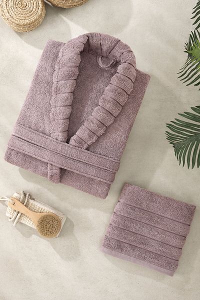 Denia Home Textile Deluxe 100% Cotton 4 Piece Bathrobe Set |   Bathrobe Set |   Dowry Set |