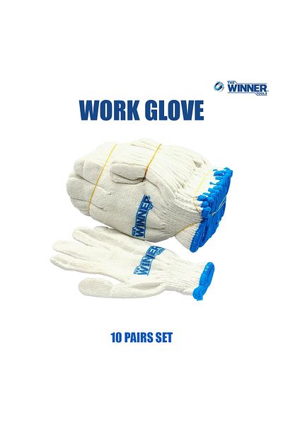 WINNER Work Glove Set 10Pcs Cotton Poly Gloves Cloth Gloves Cotton 40% Polyester 60%